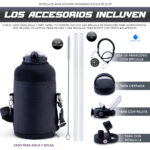 ICELILIS Botella Térmica Negra 64 Oz Set Completo - Image 8
