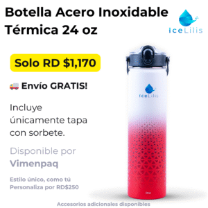 Botella Acero Inoxidable ICELILIS 24 Oz Roja Una tapa