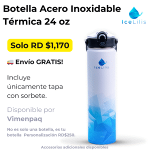 Botella Acero Inoxidable ICELILIS 24 Oz Azul con una Tapa