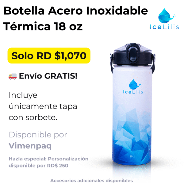 Botella 18 Oz Acero Inoxidable Azul Artico