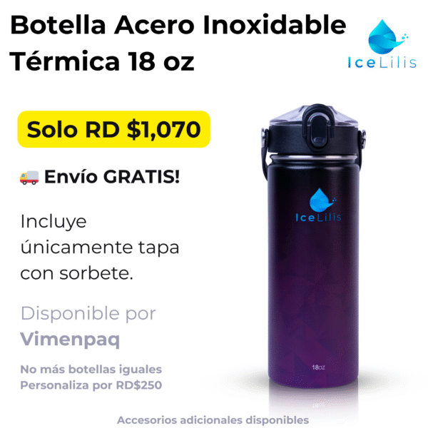 Botella 18 Oz Acero Inoxidable Morada