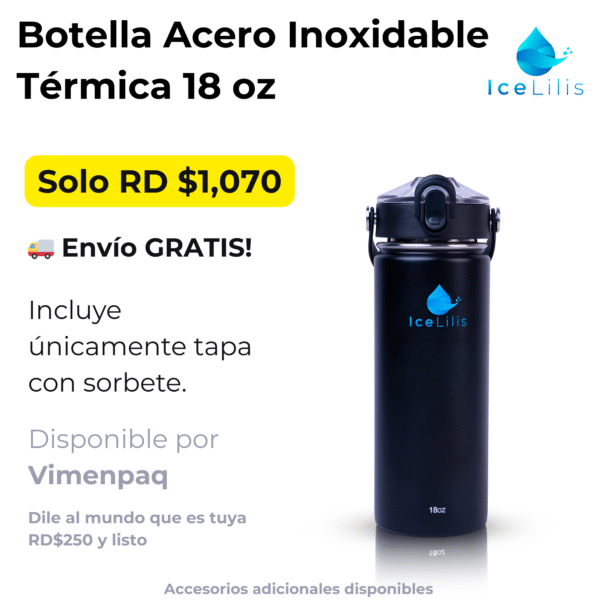Botella 18 Oz Acero Inoxidable Negro